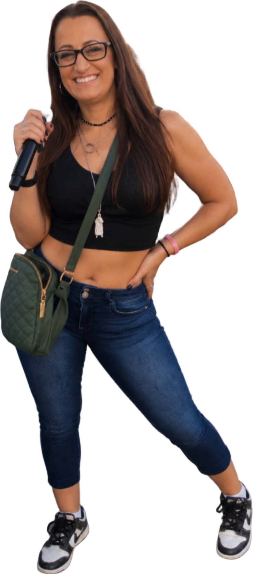 MENA holding a microphone
